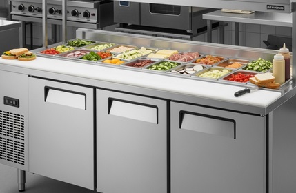 Commercial prep table equipment illustration